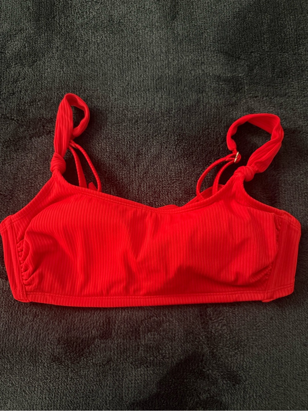 Xhilaration Vibrant Red Ribbed Bikini Top